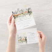 ポートラエレガントンドオレゴン州スカイラインウォーター結婚カラー オールインワン招待状 (貼ってはがせる)