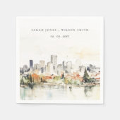 ポートラエレガントンドオレゴン州スカイラインウォーター結婚カラー スタンダードカクテルナプキン (正面)