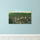 ポートランドとフード山の距離 キャンバスプリント (インサイチュ (ウッドフロア))