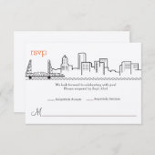 ポートランドのスカイラインでの結婚式のご返事 招待状 (正面/裏面)
