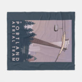 ポートランドのOregonAerialの市街電車場面 フリースブランケット (正面(横))