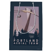 ポートランドのOregonAerialの市街電車場面 ミディアムペーパーバッグ (裏面)