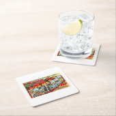 ポートランドオレゴンか古いヴィンテージ旅行記念品 スクエアペーパーコースター (インサイチュ)