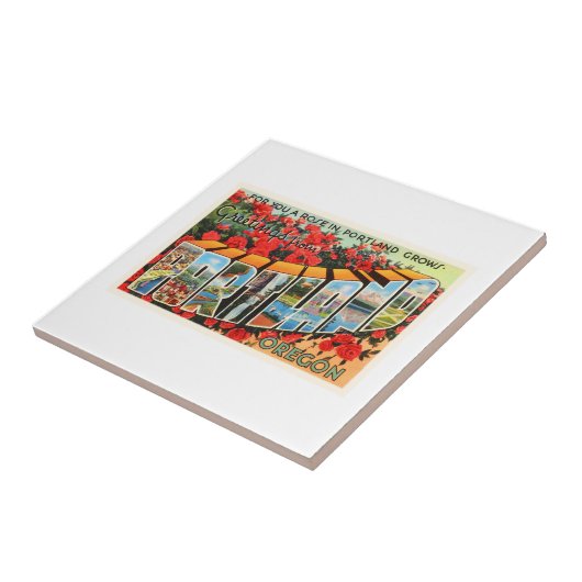 ポートランドオレゴンか古いヴィンテージ旅行記念品 タイル (側面)