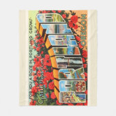 ポートランドオレゴンか古いヴィンテージ旅行記念品 フリースブランケット (正面)