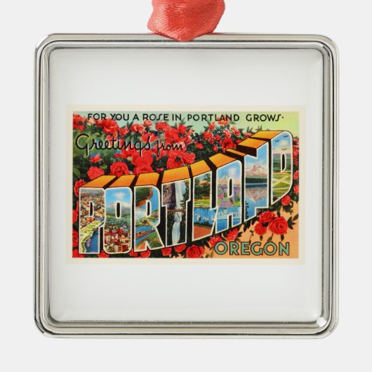 ポートランドオレゴンか古いヴィンテージ旅行記念品 メタルオーナメント (正面)