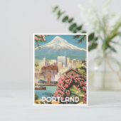 ポートランドオレゴンとマウントフッドヴィンテージ ポストカード (スタンド正面)