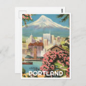 ポートランドオレゴンとマウントフッドヴィンテージ ポストカード (正面/裏面)