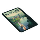 ポートランドオレゴンのスカイライントラベルアートヴィンテージ マグネット (右側)