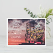 ポートランドオレゴンの結婚式の日付を保存 招待状 (スタンド正面)