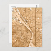 ポートランドオレゴンヴィンテージの地図 ポストカード (正面/裏面)