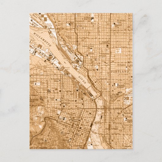 ポートランドオレゴンヴィンテージの地図 ポストカード (正面)