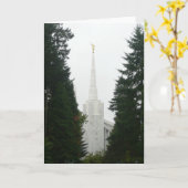 ポートランドオレゴン寺院-空白のなメッセージカード カード (黄色い花)