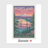 ポートランドオレゴン山フードトラベルアートヴィンテージ シール (シート)
