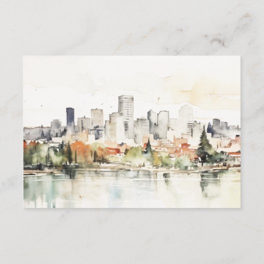 ポートランドオレゴン市街並みウェディングレセプション エンクロージャーカード (裏面)