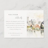 ポートランドオレゴン結婚スカイラインウォーターカラー詳細 エンクロージャーカード (正面)