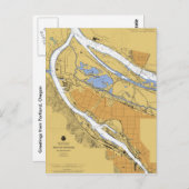 ポートランドオレゴン航海のハーバーチャートはがき ポストカード (正面/裏面)