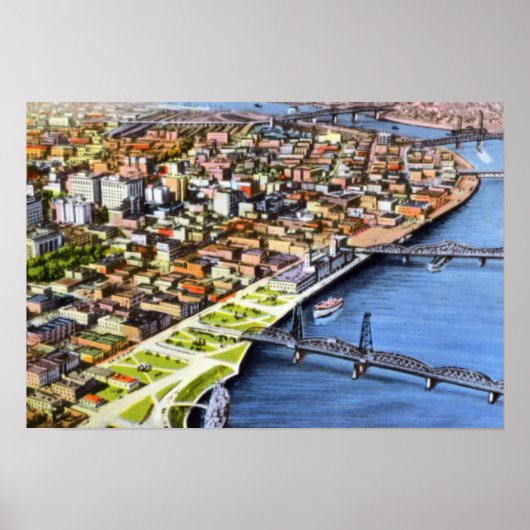 ポートランドオレゴンBridseye ポスター (正面)