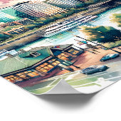 ポートランドオレゴンUSA旅行の場所ウォータカラー ポスター (角)