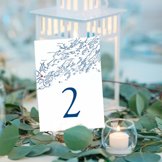 ポートランドカスコベイエレガントマップネイビー結婚ズ テーブルナンバー