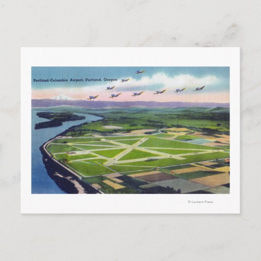 ポートランドコロンビア空港の空中表示 ポストカード (正面)