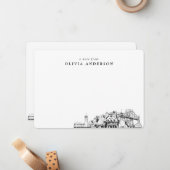 ポートランドスカイラインスケッチパーソナライズされたノートカード ノートカード (正面/裏面インサイチュ)