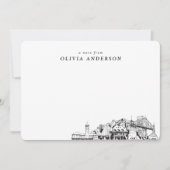 ポートランドスカイラインスケッチパーソナライズされたノートカード ノートカード (正面)