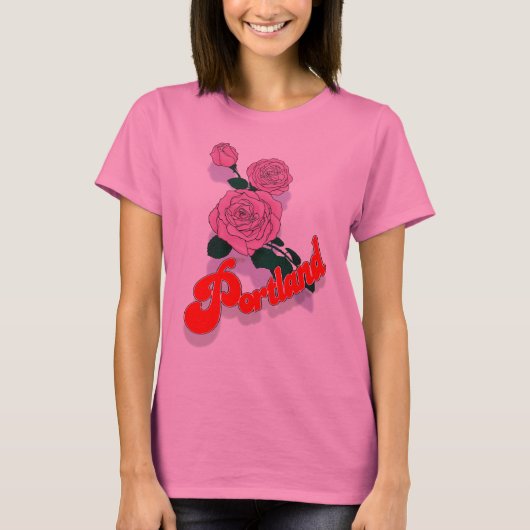 ポートランドピンクのローズシャツ Tシャツ (正面)
