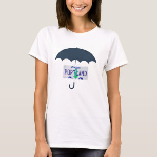 ポートランドブルーアンブレラオレゴン免許プレートTシャツ Tシャツ