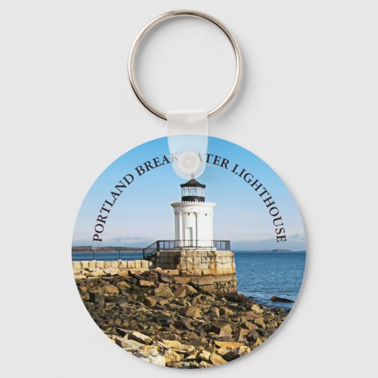 ポートランドブレークウォーターライトハウスメインキーチェーン キーホルダー (正面)