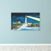 ポートランドヘッドライトハウスオンカスコベイ キャンバスプリント (インサイチュ (ウッドフロア))