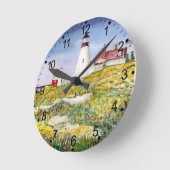 ポートランドヘッドライトハウスメインウォーターカラー絵画ズ ラウンド壁時計 (傾斜)