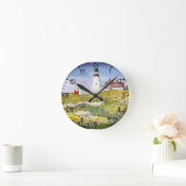 ポートランドヘッドライトハウスメインウォーターカラー絵画ズ ラウンド壁時計 (ホーム)