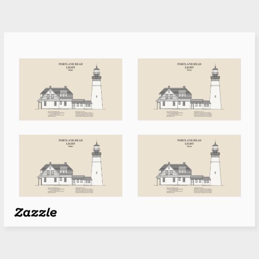 ポートランドヘッドライトハウスメイン – SBD 長方形シール (シート)