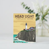 ポートランドヘッドライトメインヴィンテージアート ポストカード (スタンド正面)