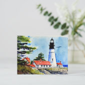 ポートランドヘッドライトメーンウォーターカラー ポストカード (スタンド正面)