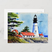 ポートランドヘッドライトメーンウォーターカラー ポストカード (正面/裏面)