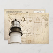 ポートランドヘッドライト測定スケッチと計画 ポストカード (正面/裏面)