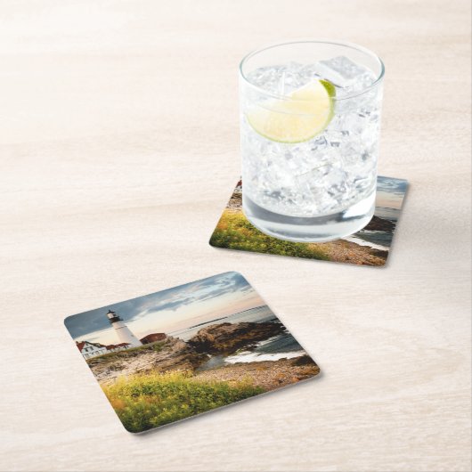 ポートランドヘッド灯台|岬エリザベスの私 スクエアペーパーコースター (インサイチュ)