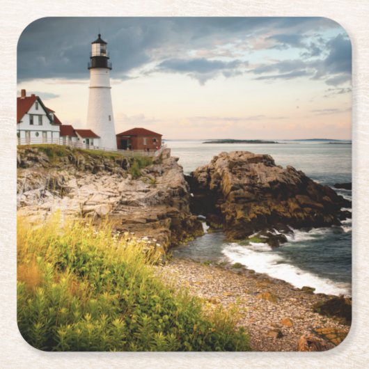 ポートランドヘッド灯台|岬エリザベスの私 スクエアペーパーコースター (正面)
