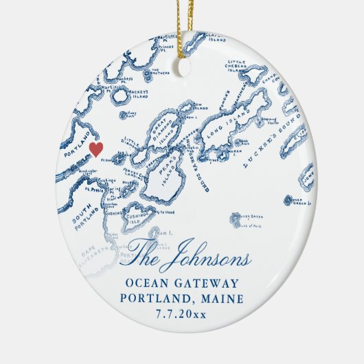 ポートランドメインのマップ新婚キープサケクリスマス セラミックオーナメント (左)