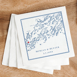 ポートランドメインカスコベイマップネイビーエレガントウェディング スタンダードカクテルナプキン