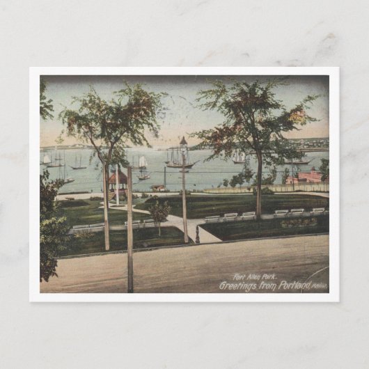 ポートランドメインフォートアレンパーク1908ヴィンテージ ポストカード (正面)