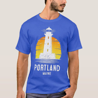 ポートランドメインレトロヴィンテージライトハウスアイディアデギー Tシャツ