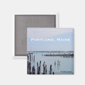 ポートランドメイン州オールドポートの海岸に帆船 マグネット (正面/裏面)