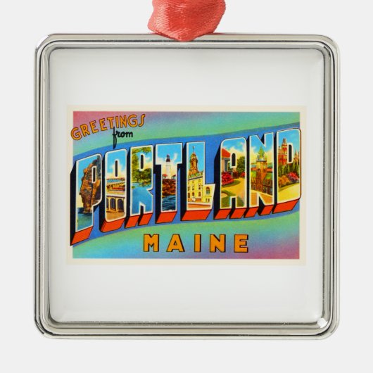 ポートランドメイン私古いヴィンテージ旅行記念品 メタルオーナメント (正面)