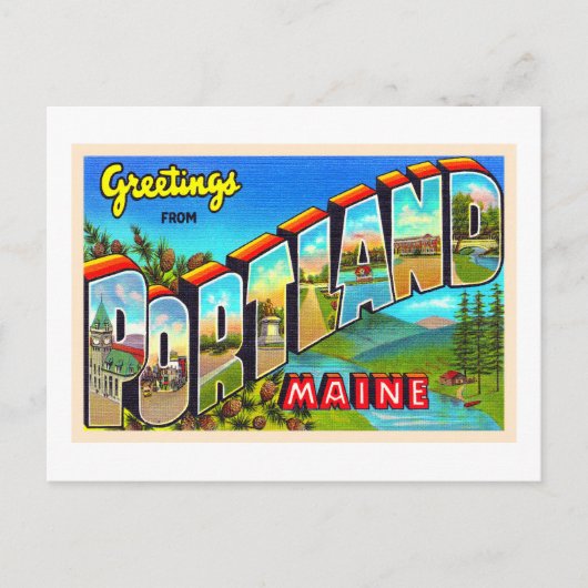 ポートランドメインMEヴィンテージラージレター ポストカード (正面)