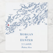 ポートランドメーンカスコベイマップネエレガントビーズ結婚ズ ワインラベル (シングルラベル)