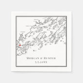 ポートランドメーンカスコベイマップブラックエレガントウェディング スタンダードカクテルナプキン (正面)