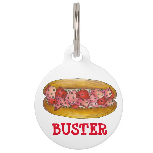 ポートランドメーンフード転がロブスターサンドイッチドッグラベル ペット　ネームタグ (正面)